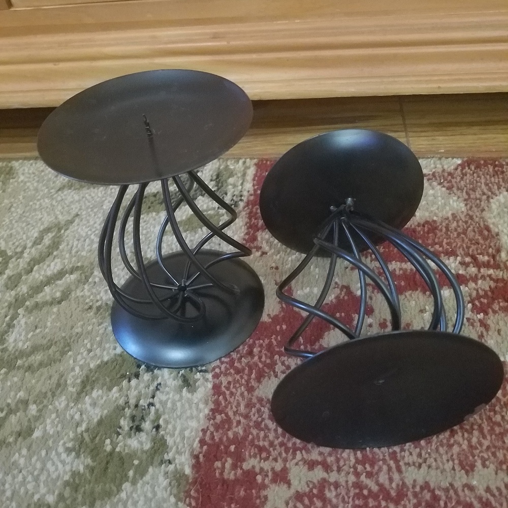 Set of Two Matching Metal Candle Holders
